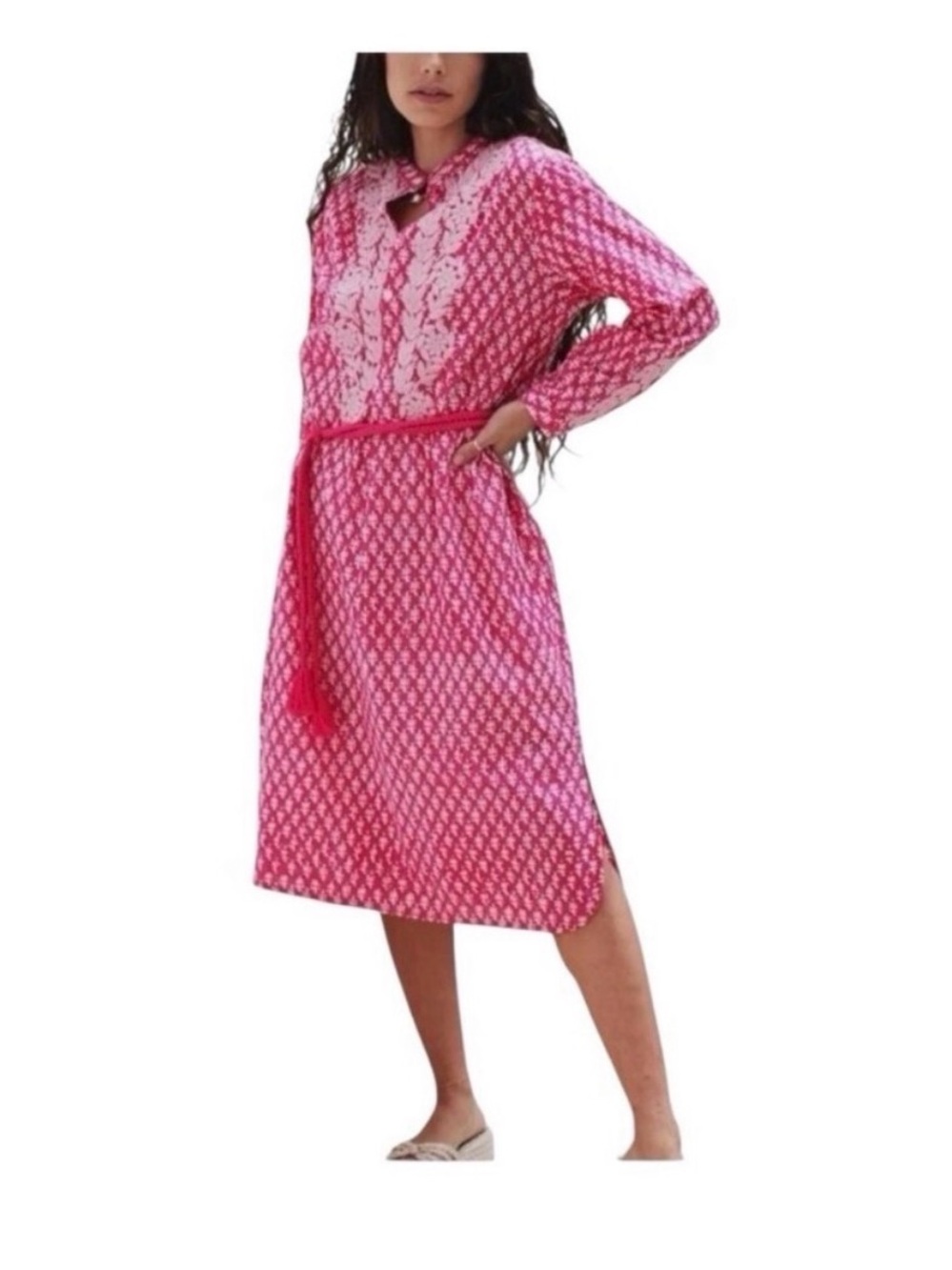 Ex Voto Dress Rasberry Block Pring Size XL Fits  Like M L Belted